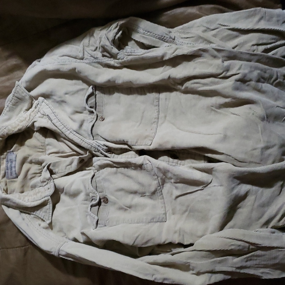 Beige mens XL corduroy button down shirt